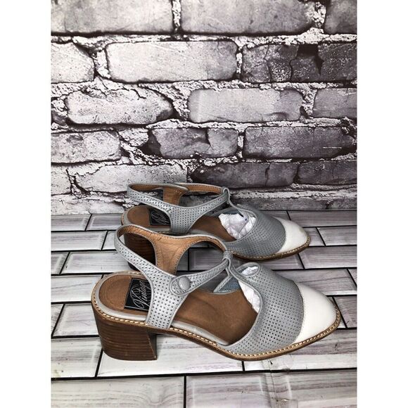 Vintage Jeffrey Campbell White Cap Gray Leather Perforated Sandals Women’s 7M US - Picture 5 of 16